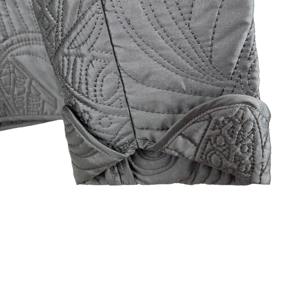 Chicos Quilted Jacket Silver Grey Sheen Long Sleeve Small - Picture 10 of 15